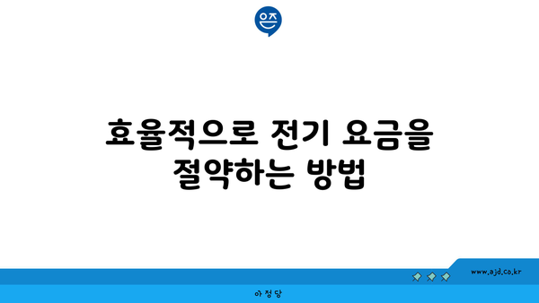 효율적으로 전기 요금을 절약하는 방법