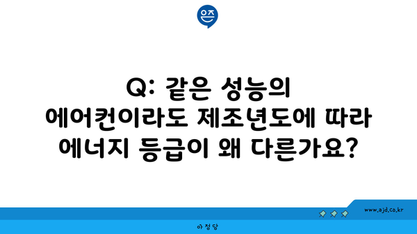 Q: 같은 성능의 에어컨이라도 제조년도에 따라 에너지 등급이 왜 다른가요?