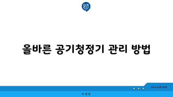 올바른 공기청정기 관리 방법