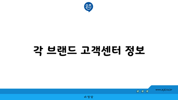 각 브랜드 고객센터 정보