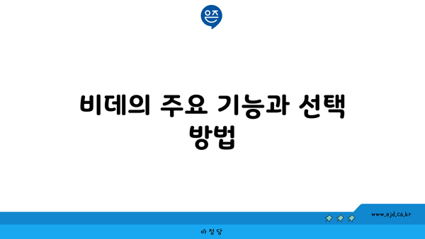 비데의 주요 기능과 선택 방법