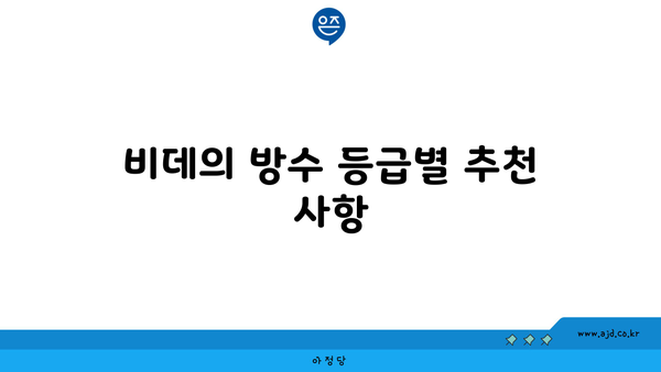 비데의 방수 등급별 추천 사항