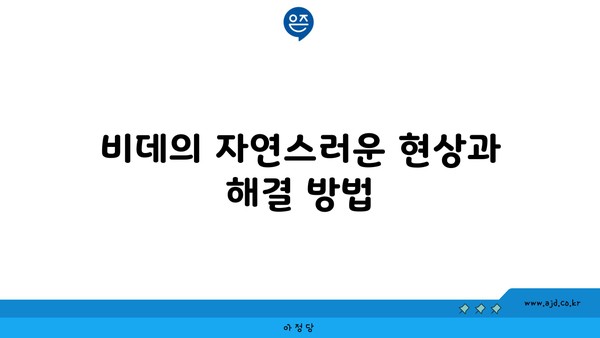 비데의 자연스러운 현상과 해결 방법