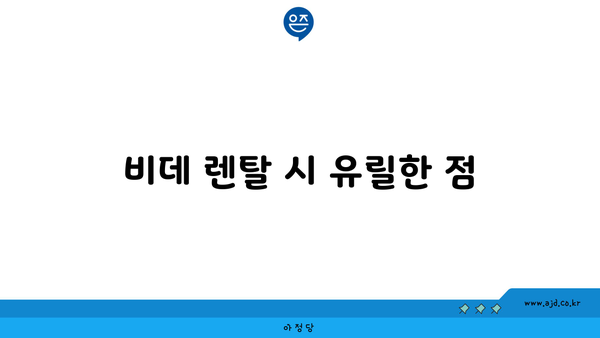 비데 렌탈 시 유릴한 점