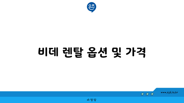 비데 렌탈 옵션 및 가격