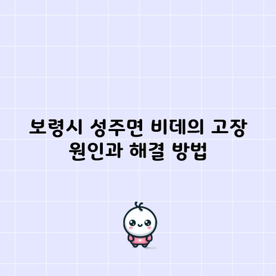 보령시 성주면 비데의 고장 원인과 해결 방법