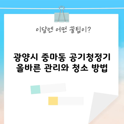 광양시 중마동 공기청정기 올바른 관리와 청소 방법