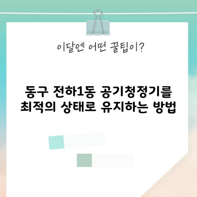 동구 전하1동 공기청정기를 최적의 상태로 유지하는 방법