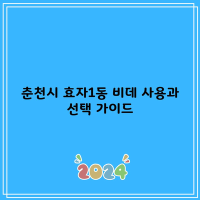 춘천시 효자1동 비데 사용과 선택 가이드