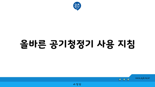 올바른 공기청정기 사용 지침