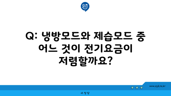 Q: 냉방모드와 제습모드 중 어느 것이 전기요금이 저렴할까요?