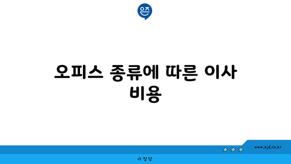 오피스 종류에 따른 이사 비용
